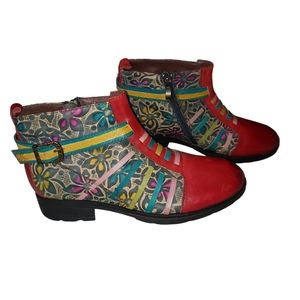 Socofy Retro Leather Ankle Booties sz.7.5